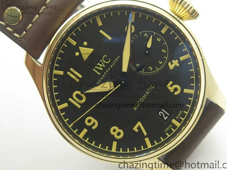 MIROTIME 0405 Big Pilot IW501005 Real Bronze ZF 1:1 Best Edition Black Dial on Brown Leather Strap A Sleek 7192